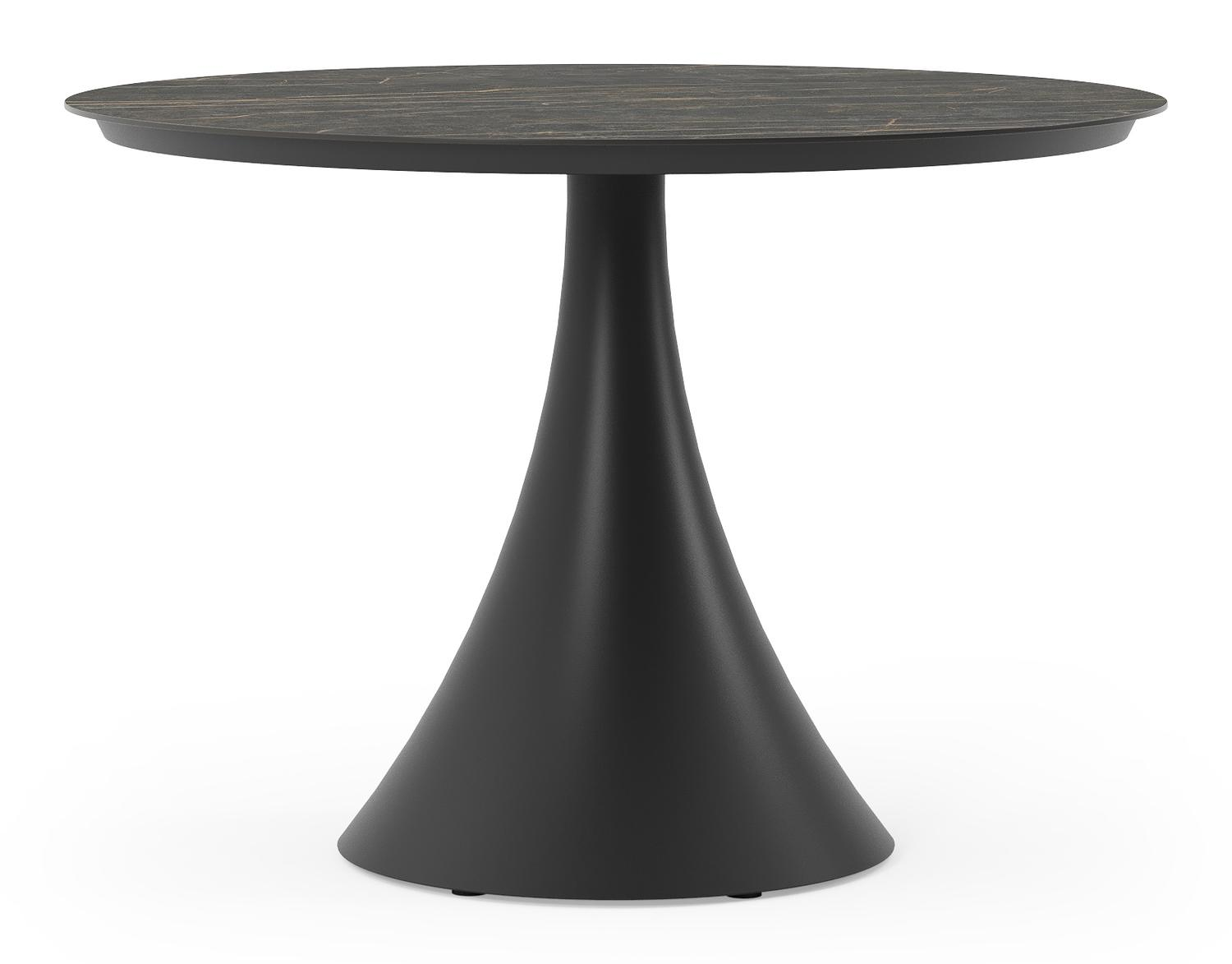 Fano tuintafel in zwart aluminium en volkeramiek black obsession - Dia. 110 x H 75 cm