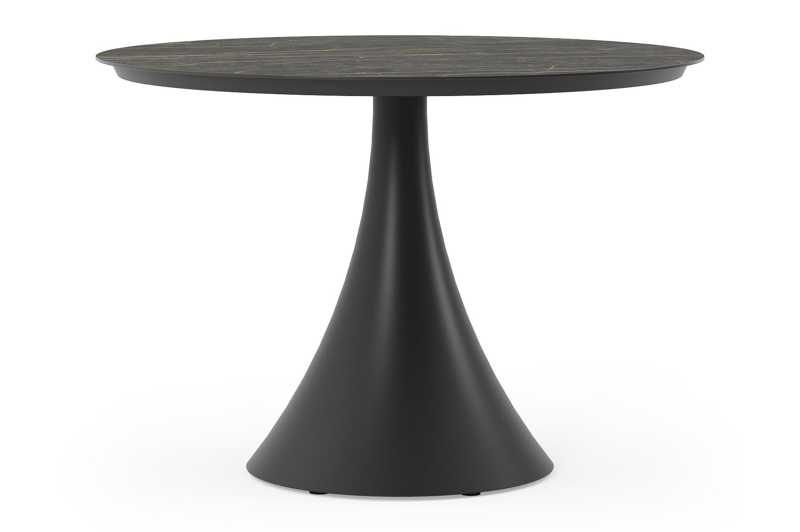 Table de jardin Fano en aluminium noir et céramique pleine black obsession - Dia. 110 x H 75 cm