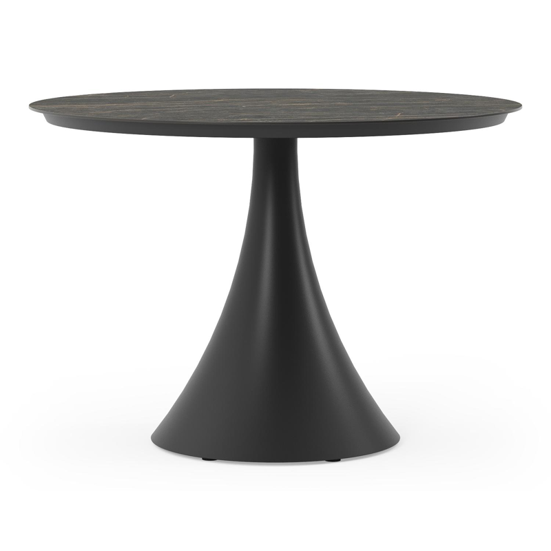 Table de jardin Fano en aluminium noir et céramique pleine black obsession - Dia. 110 x H 75 cm