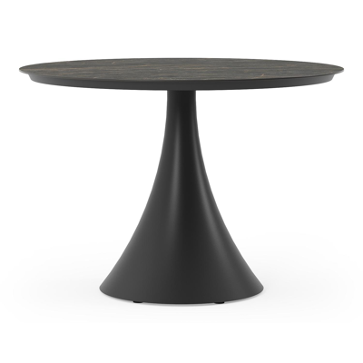 Fano tuintafel in zwart aluminium en volkeramiek black obsession - Dia. 110 x H 75 cm