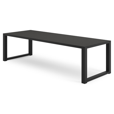 Livo ensemble de jardin rectangulaire en aluminium noir en sintered stone notte minerale avec 8 chaises de jardin Matera