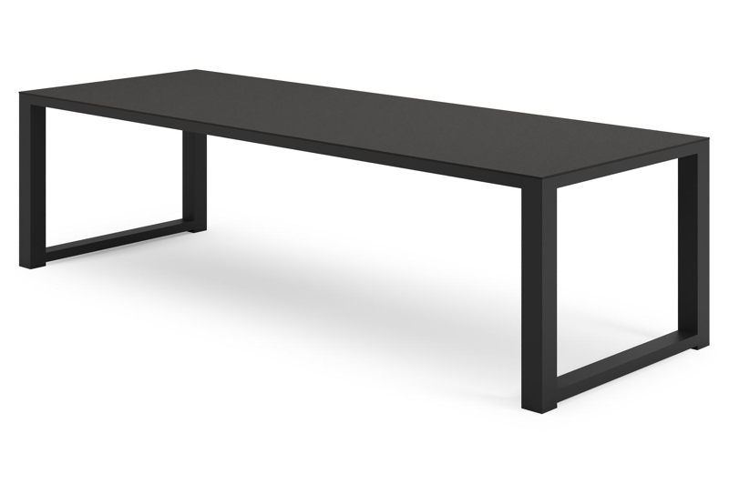 Livo tuintafel rechthoekig in zwart aluminium en sintered stone Notte minerale - L 270 x B 100 x H 73 cm