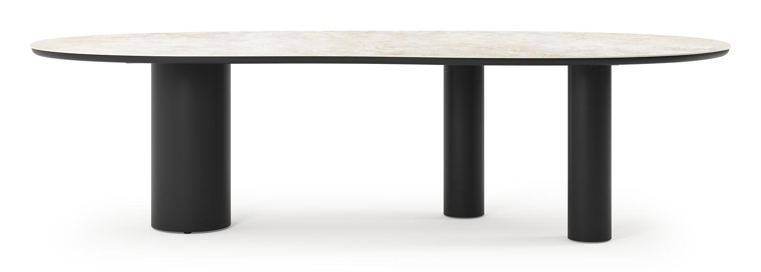 Table de jardin Organo organique en aluminium noir et céramique pleine Rapolano Lg. 280 x Lrg. 120 cm