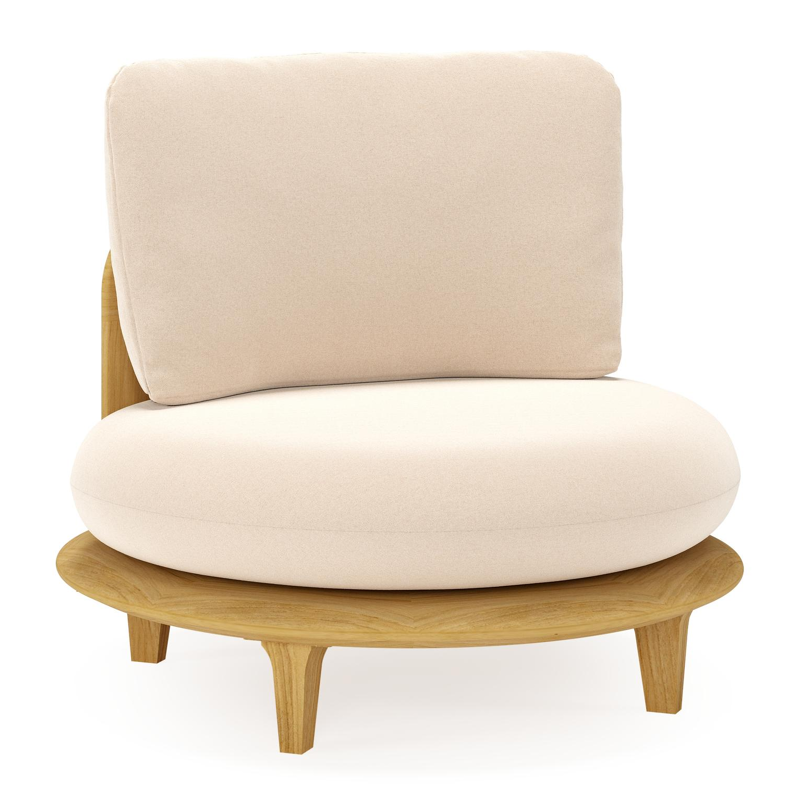 Bomero loungestoel in teak met natte linen chalk all weather sunbrella® luxe kussen