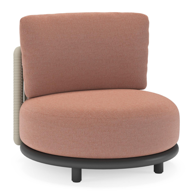 Lomano loungestoel in zwart aluminium en beige verticaal geweven luxe vlakke rope met Savane Rust all weather sunbrella® luxe