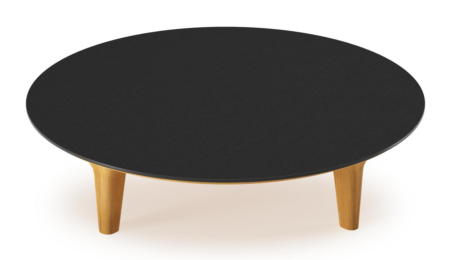 Bomero loungetafel rond in teak en volkeramiek Nero Black - Dia. 85 x H 20 cm