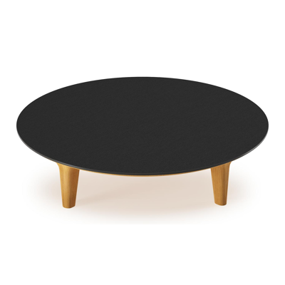 Table de basse Bomero ronde en teck et céramique pleine Nero Black - Diam. 85 x Haut. 20 cm