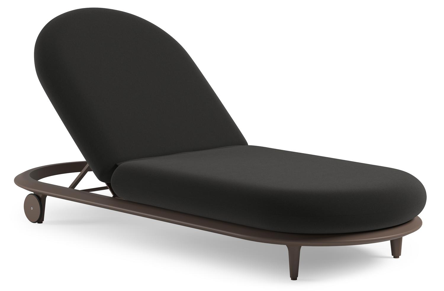 Bomero verstelbaar ligbed in taupe aluminium met natte sooty all weather sunbrella® luxe