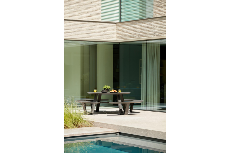 Rondino picknicktafel in zwart aluminium - Ø 236 x H 71,5 cm