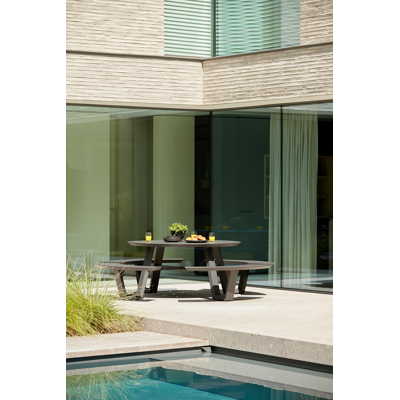 Rondino picknicktafel in zwart aluminium - Ø 236 x H 71,5 cm