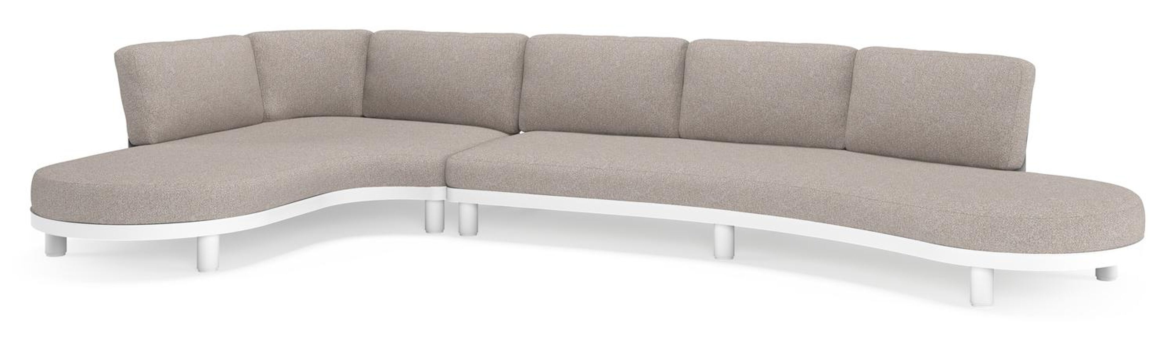 Donato loungehoek in wit aluminium met all weather sunbrella® luxe Tundra Charcoal kussen