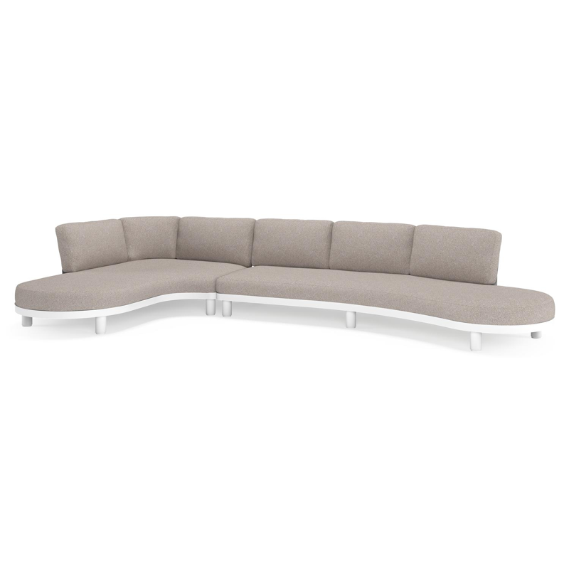 Donato loungehoek in wit aluminium met all weather sunbrella® luxe Tundra Charcoal kussen