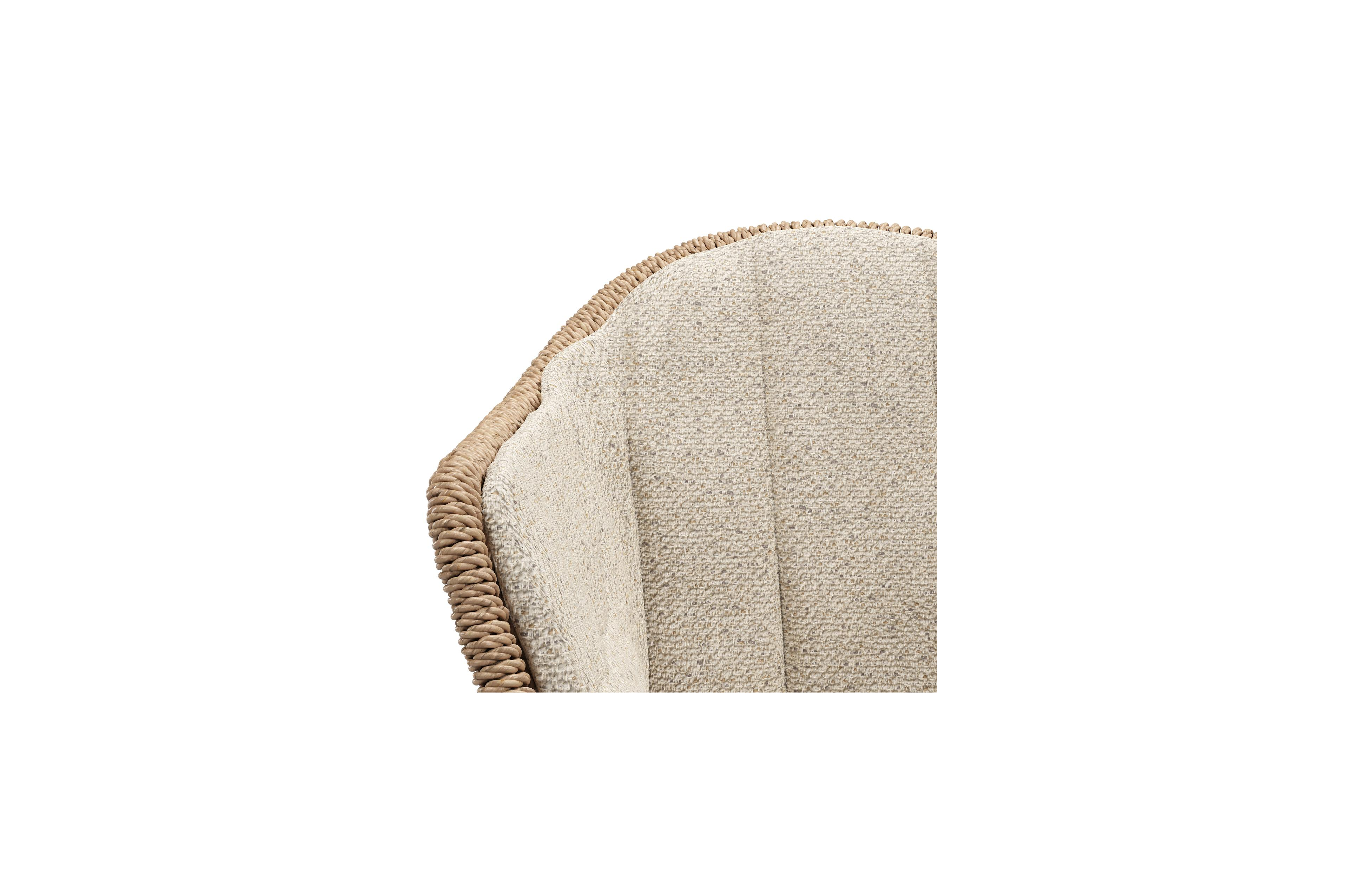 Pagino tuinstoel in wit aluminium en naturel ronde wicker met kussen in bora desert all weather cosytica