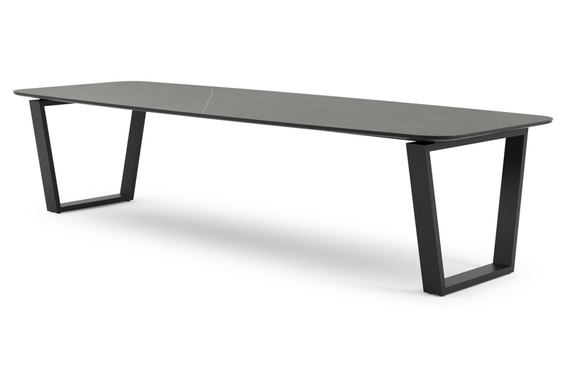 Pagino tuintafel in zwart aluminium en volkeramiek calatorao - L 315 x B 115 x H 74 cm
