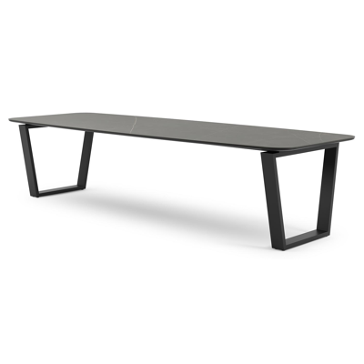 Pagino tuintafel in zwart aluminium en volkeramiek calatorao - L 315 x B 115 x H 74 cm