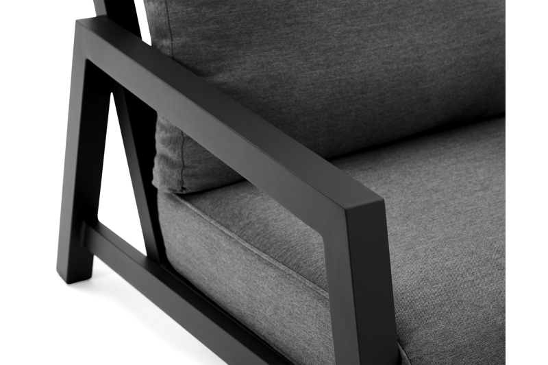 Zen'so loungeset in zwart aluminium met grijs weather+ softtouch