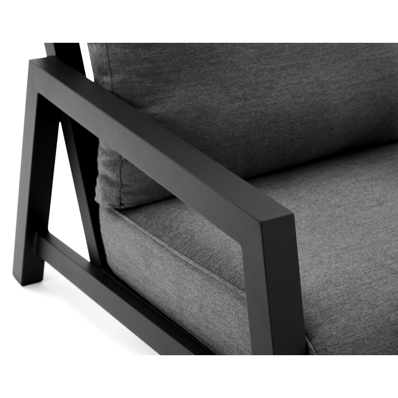 Zen'so loungeset in zwart aluminium met grijs weather+ softtouch