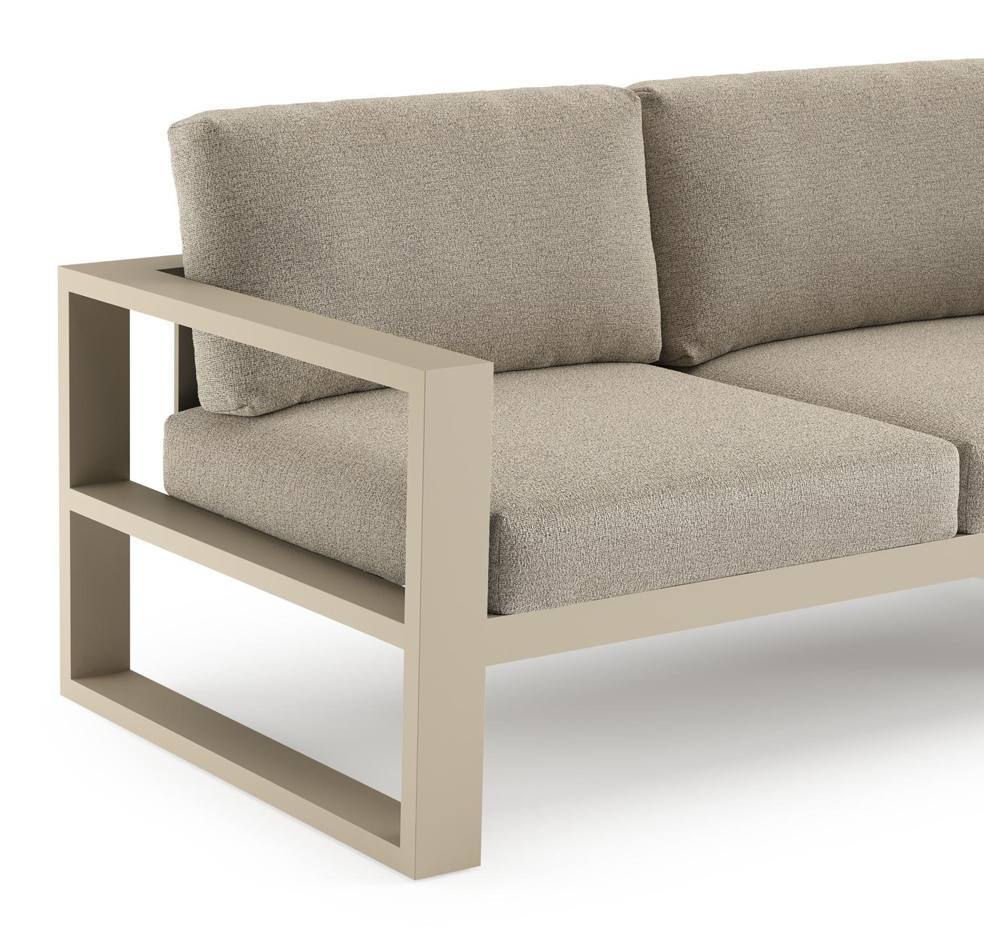 Verato loungehoek in beige aluminium met catania beige all weather cosytica kussen