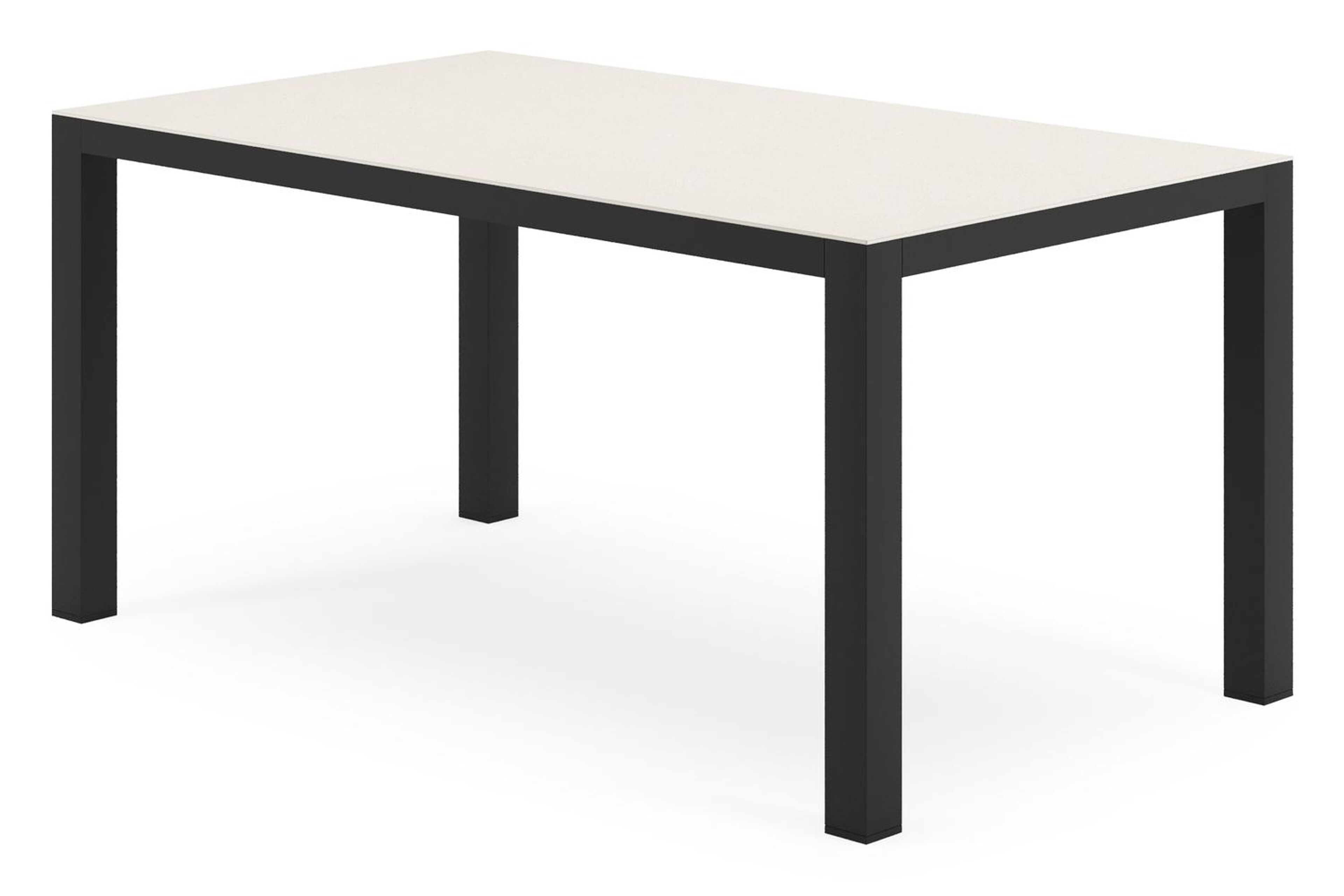 Varese tuintafel rechthoekig in zwart aluminium en sintered stone Crema minerale - L 160 x B 92 x H 73.5 cm