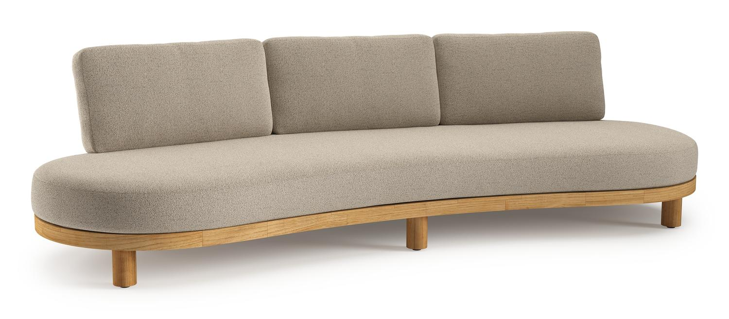 Donato loungebank 3-zit in teak met marbella beige all weather Casettica kussen