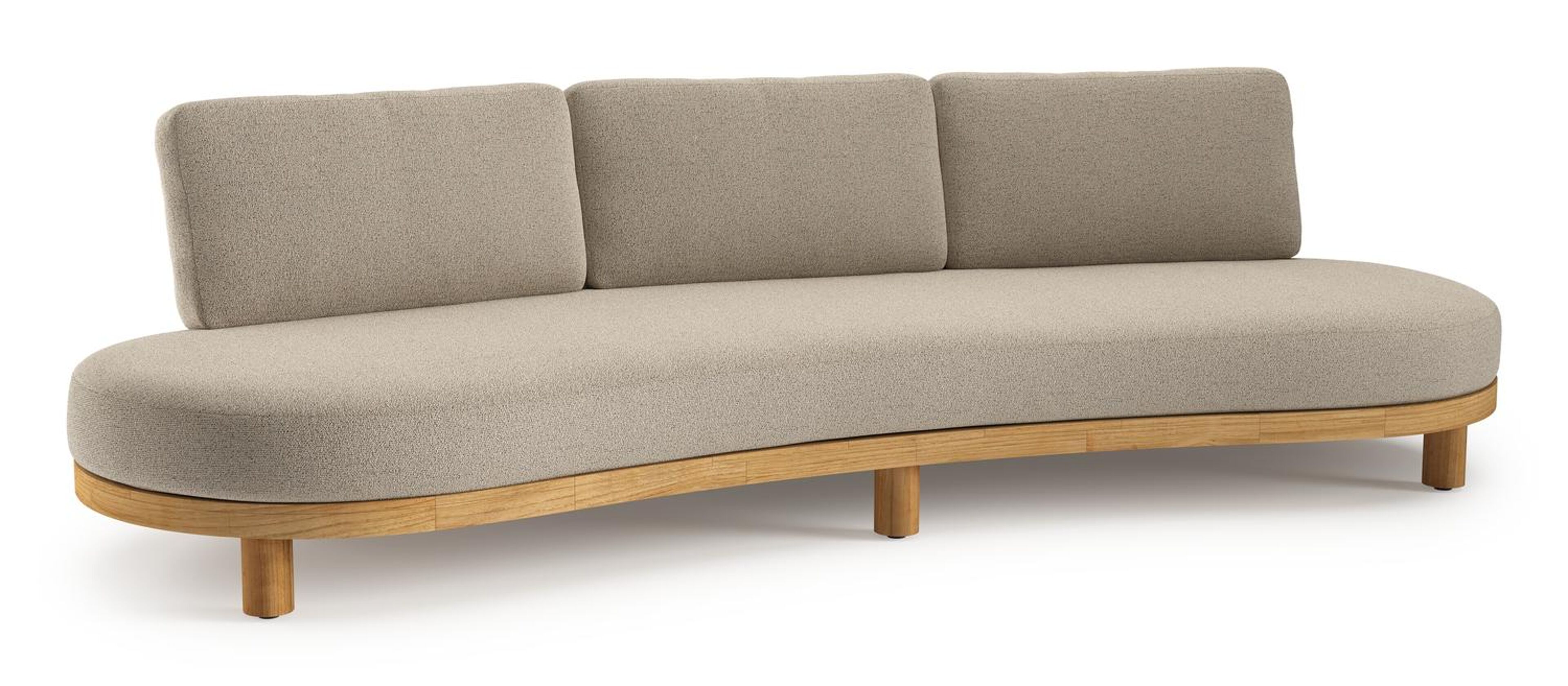 Donato loungebank 3-zit in teak met marbella beige all weather Casettica kussen