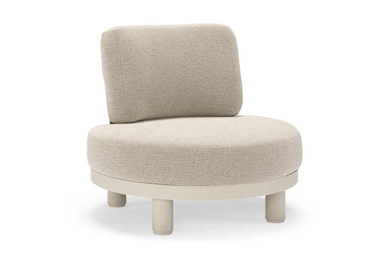 Donato loungestoel in beige aluminium met all weather cosytica Catania Sand kussen