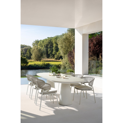 Donato XL stapelbare tuinstoel in wit aluminium en grijs wicker