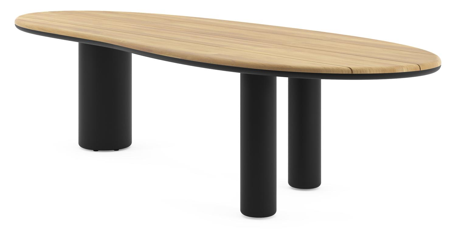 Amico tuintafel organisch in zwart aluminium en teak - L 320 x B 120 x H 73.5 cm
