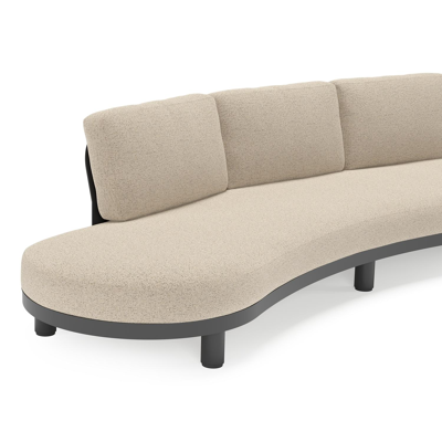 Donato loungebank in zwart aluminium met all weather cosytica Marbella Beige kussen