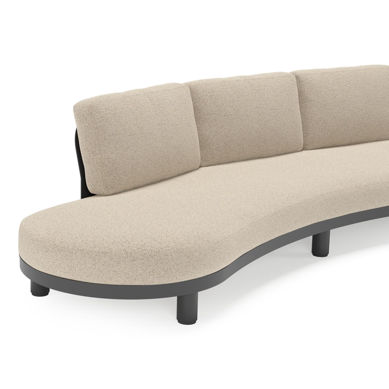 Donato loungebank in zwart aluminium met all weather cosytica Marbella Beige kussen