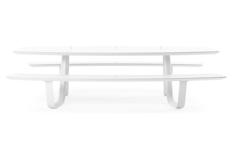 Forno picknicktafel bootvorm in wit aluminium - L 280 x B 192 x H 72 cm