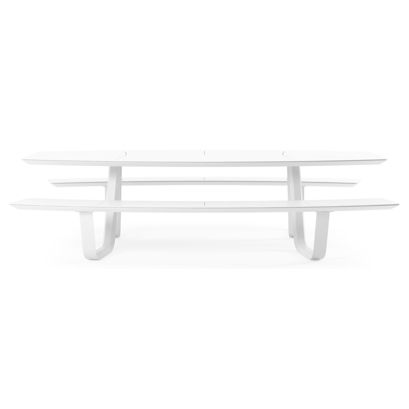 Table de pique-nique Forno forme de bateau en aluminium blanc - Lg. 280 x Lrg. 192 x Haut. 72 cm