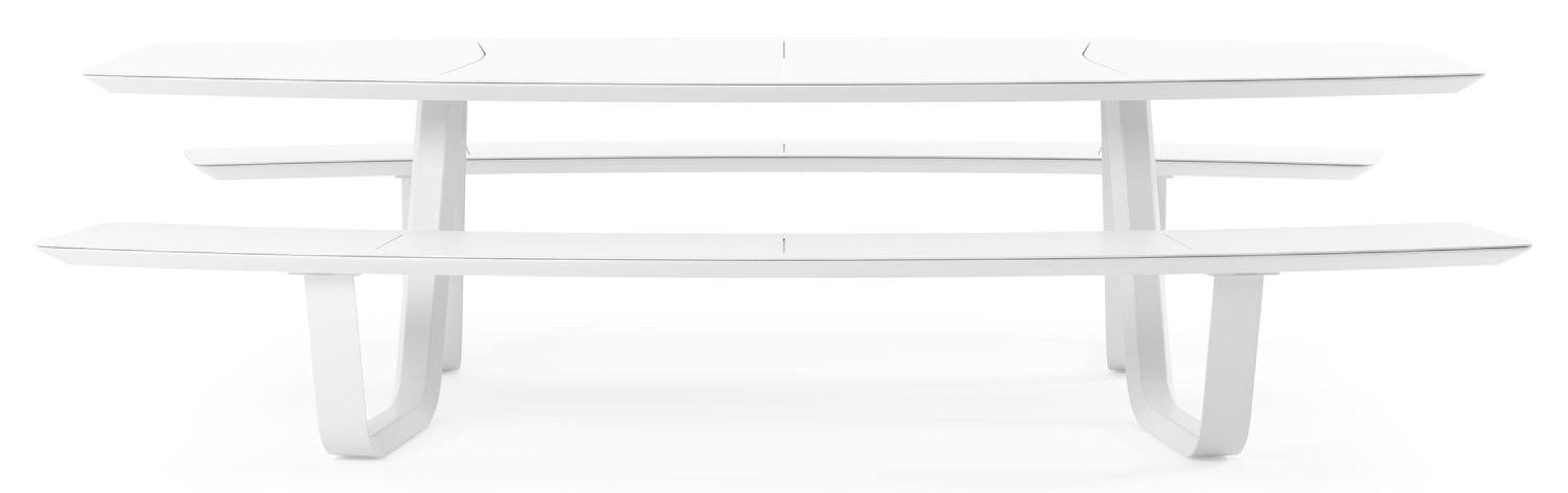 Table de pique-nique Forno forme de bateau en aluminium blanc - Lg. 280 x Lrg. 192 x Haut. 72 cm