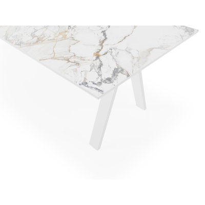 Cesano tuintafel in wit aluminium en volkeramiek calacatta luxe - L 280 x B 110 x H 74 cm
