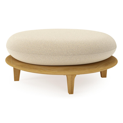 Bomero poef in teak met soul papyrus all weather solica kussen