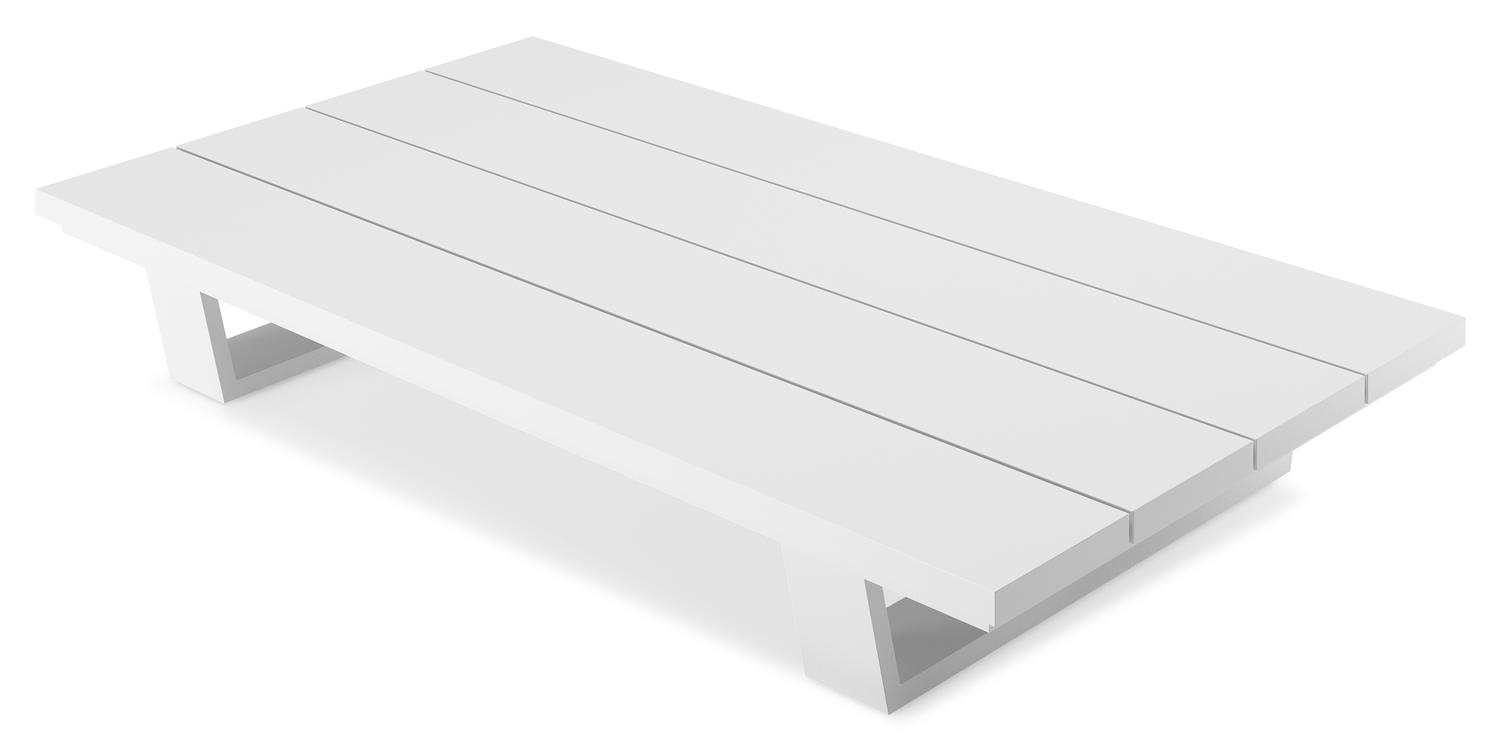 Table basse Pagino en aluminium blanc - Lg 140 x larg. 79,5 x H 21 cm