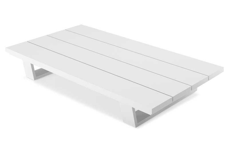 Table basse Pagino en aluminium blanc - Lg 140 x larg. 79,5 x H 21 cm