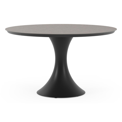Fano tuintafel rond in zwart aluminium en volkeramiek wulong - Dia. 130 x H 75 cm