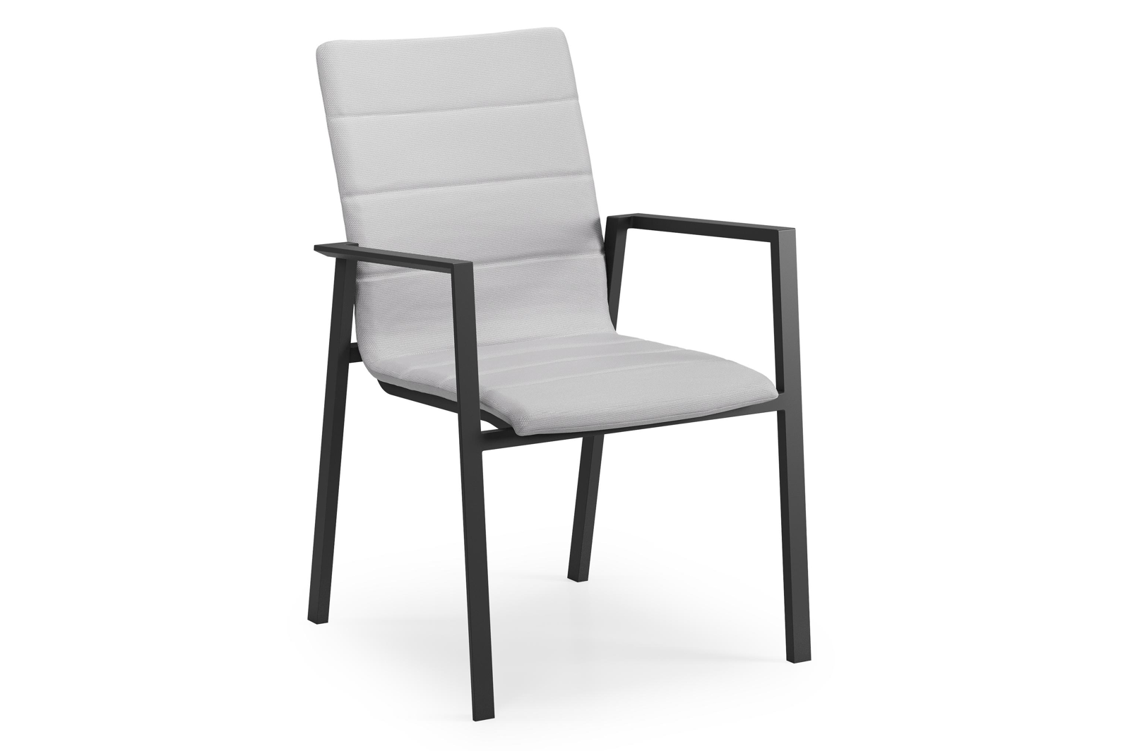 Cirello stapelbare tuinstoel in zwart aluminium en grijs luxe comfort textilene