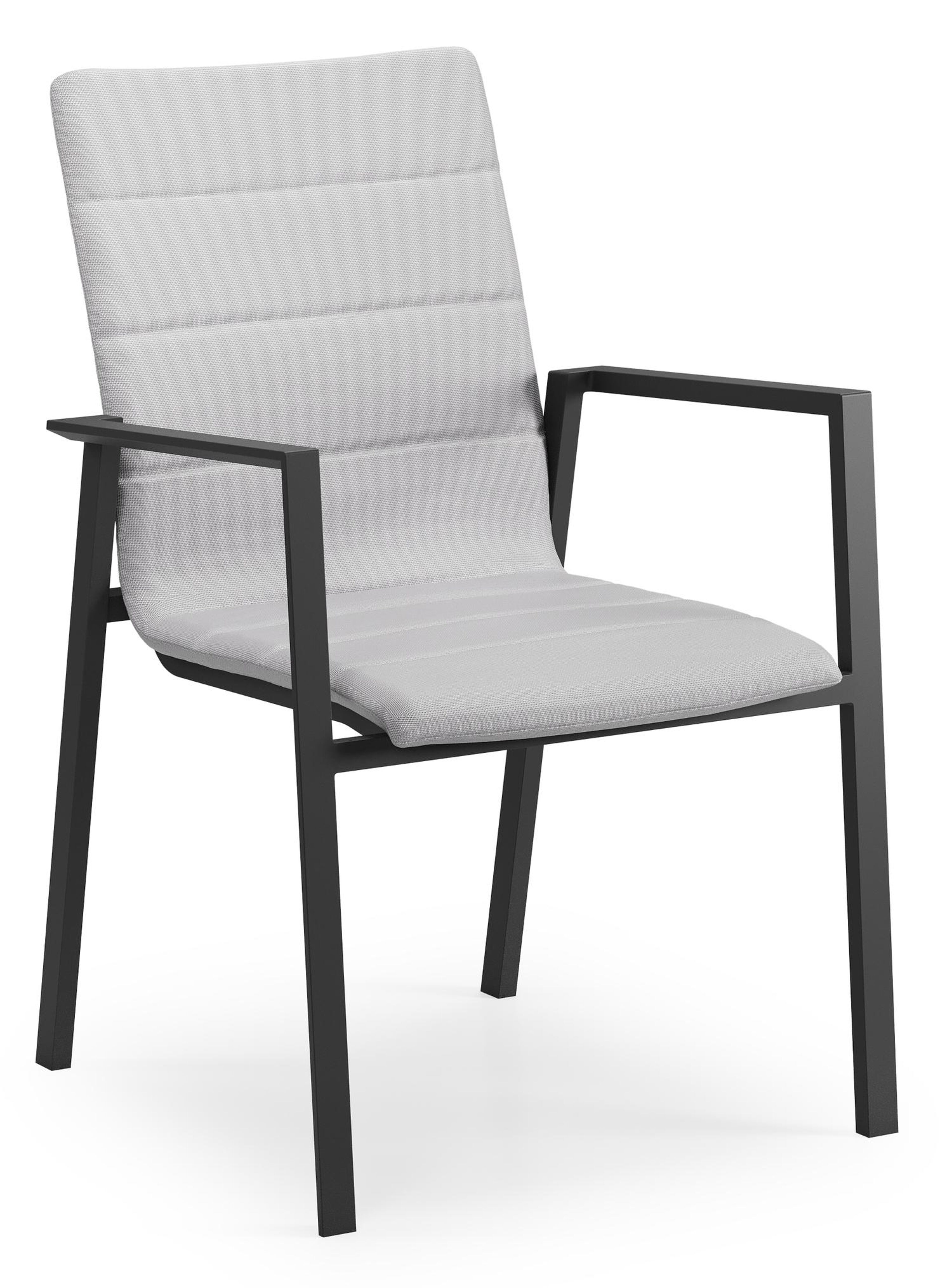 Cirello stapelbare tuinstoel in zwart aluminium en grijs luxe comfort textilene