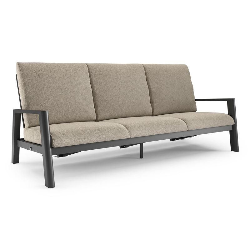 Cirello loungebank in zwart aluminium met catania beige all weather cosytica kussen