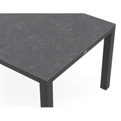 Como tuintafel in zwart aluminium en volkeramiek pierre bleue - L 200 x B 100 x H 76 cm