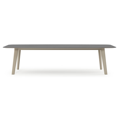 Lacrima tuintafel bootvorm in beige aluminium en volkeramiek Basalt Black - L 315 x B 115 x H 73 cm