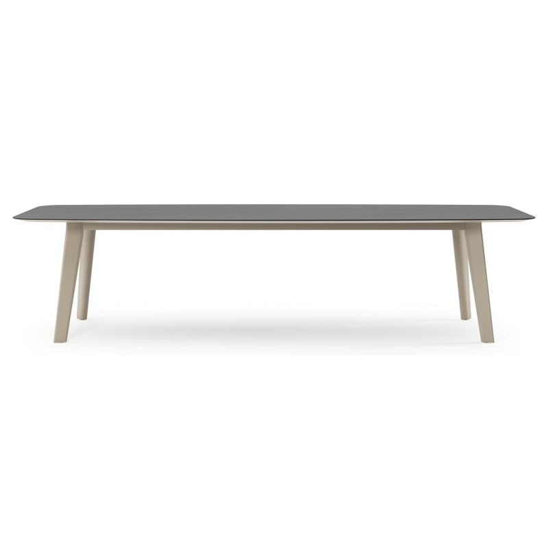 Lacrima tuintafel bootvorm in beige aluminium en volkeramiek Basalt Black - L 315 x B 115 x H 73 cm