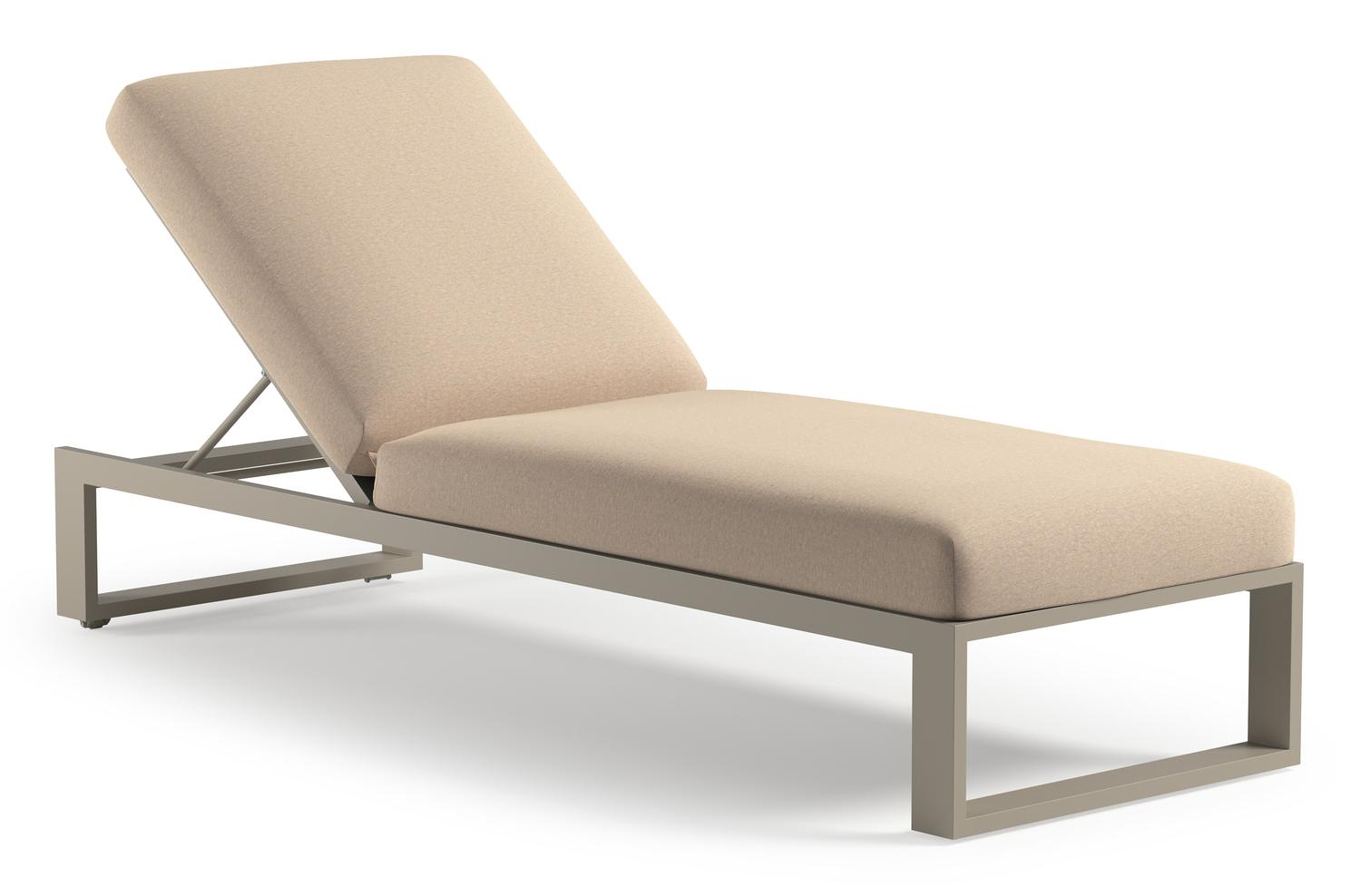 Verato verstelbaar ligbed in beige aluminium met heritage papyrus all weather sunbrella® luxe