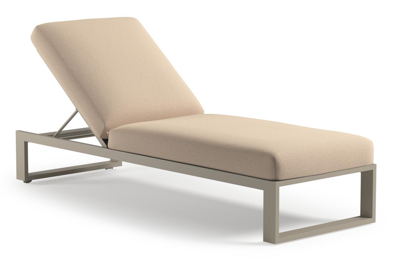 Verato verstelbaar ligbed in beige aluminium met heritage papyrus all weather sunbrella® luxe