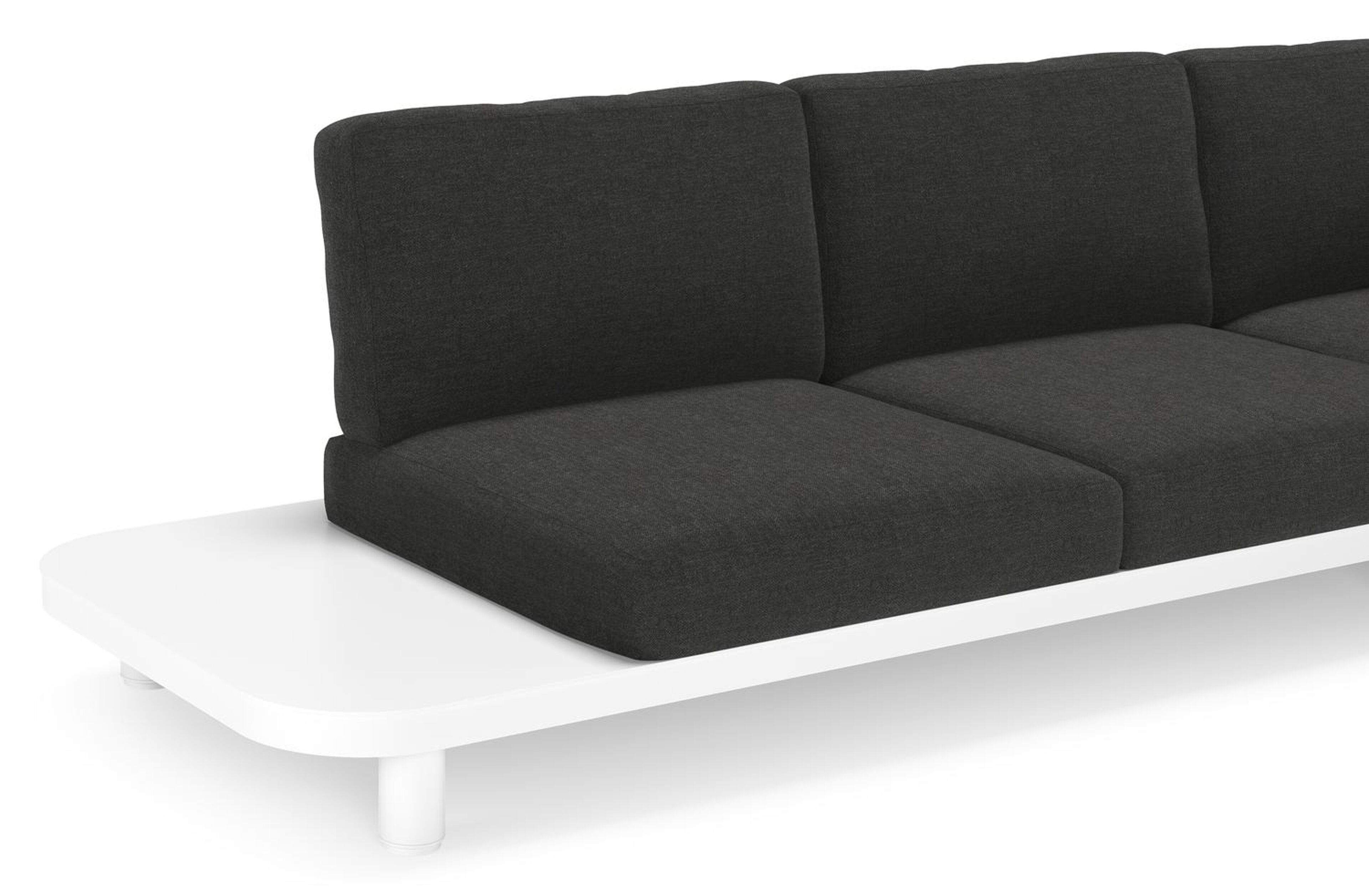 Donato loungehoek in wit aluminium met all weather sunbrella® luxe Chartres Sooty kussen