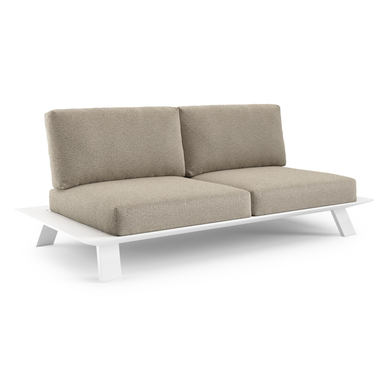 Cesano loungebank in wit aluminium met catania beige all weather Cosytica kussen