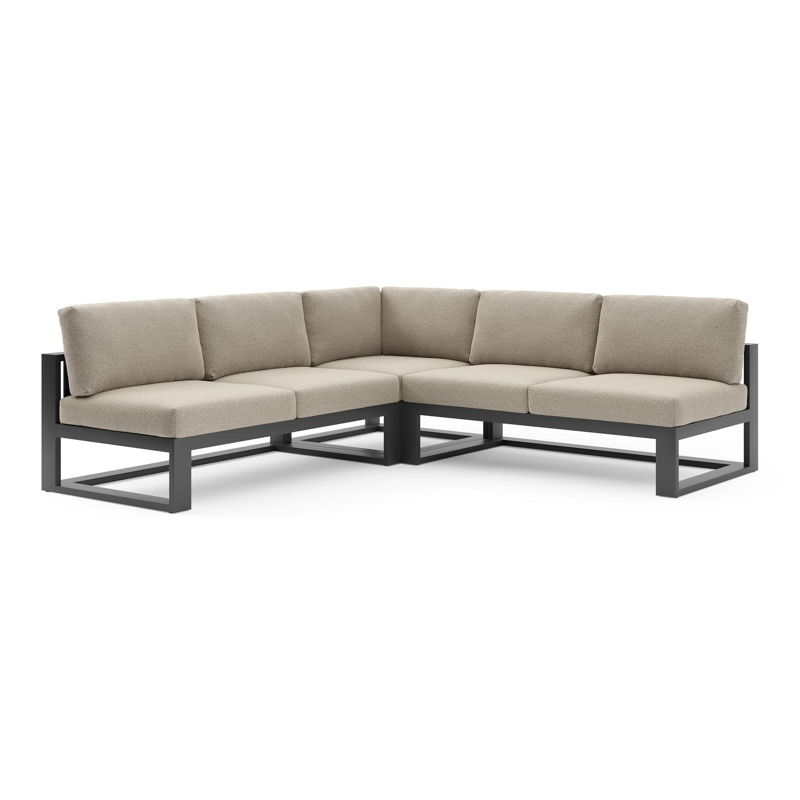 Verato loungehoek in zwart aluminium met catania beige all weather cosytica kussen