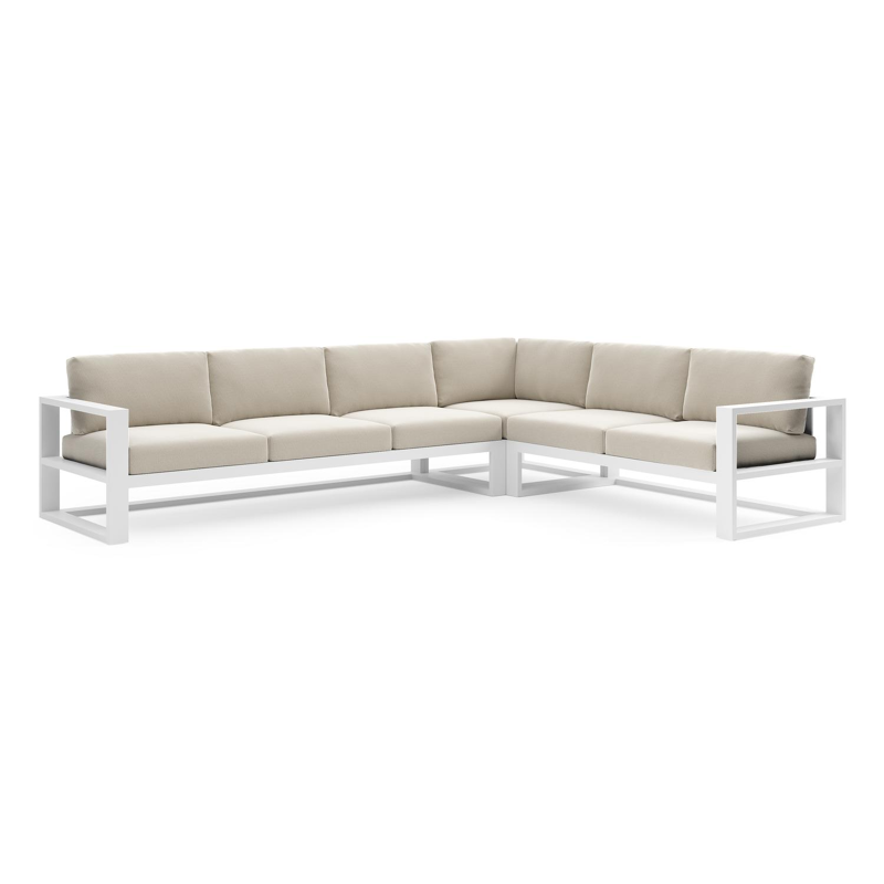 Verato loungehoek in wit aluminium met lopi marble all weather sunbrella® luxe kussen